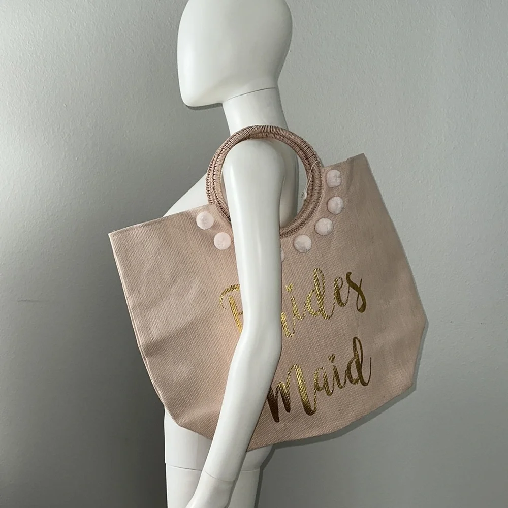 SHIRALEAH pink vegan bridesmaid bachelorette straw beach pool tote bag satchel
